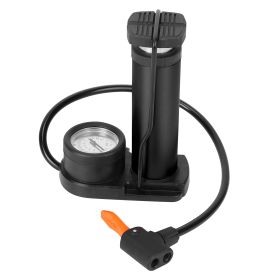 Mini Bike Foot Pump Portable Bicycle Tire Inflator Ball Air Pump Pressure Gauge Tire Air Pump (Black: Black)
