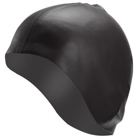 Swimming Cap Waterproof Silicone Swim Pool Hats Adult Men Long Hair Women Elastic Cover Hat (Black: Black)