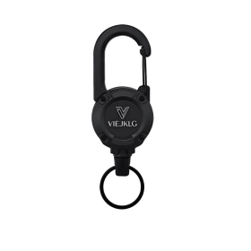 VIEJAKLG 3-in-1 Retractable Rope Carabiner Keychain, Strong Steel Wire Rope Buckle, Compact Outdoor Camping And Hiking Multifunctional Essential (Black: Black)