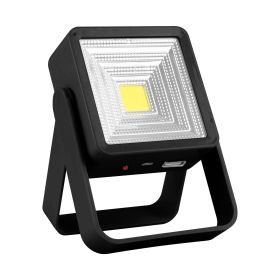 Solar Powered Camping Lantern COB LED Rechargeable Work Light Outdoor Emergency Power (Black: Black)