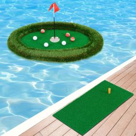 Floating Golf Green Oval Floating Chipping For Pool (Black: Green)