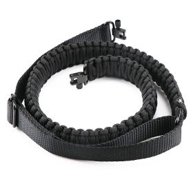 Tactical Paracord Sling Adjustable Paracord Strap Gun Belt Rifle Gun Sling w/ Dual Point 360 Degree Swivel Rotating Latches (Black: Black)