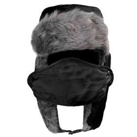 Unisex Winter Trooper Trapper Hat Ski Warm Hat Faux Fur Ushanka Hunting Hat with Windproof Mask (Black: Black)