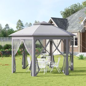 11' x 13' Pop Up Gazebo Canopy Tent with Zippered Sidewalls and Carrying Bag (Black: Gray-1195x275x275 mm)