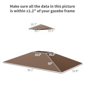 5' x 8' Grill Gazebo Canopy Replacement Cover Only (Black: Brown-340x280x30 mm)
