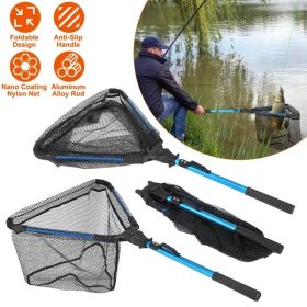 Foldable Fishing Net With Aluminum Alloy Rod EVA Handle Durable 5MM Hexagonal Nano Coating Nylon Mesh Collapsible Landing Net Safe Fish Catching (Black: FishingNet)