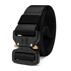 acMens Tactical Belt Riggers Style with Buckle - XG-TB1 (Color: Black)